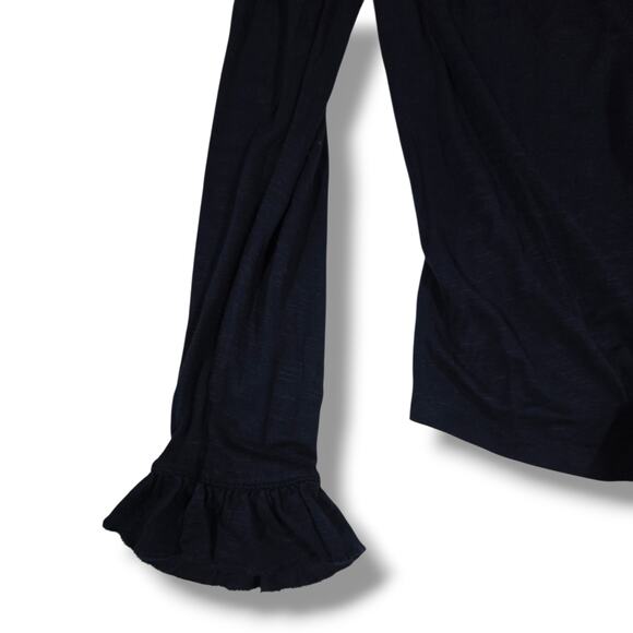 24/7 Maurices women's Ruffle Cuff Long Sleeve Top Black Women’s Small - Picture 4 of 6